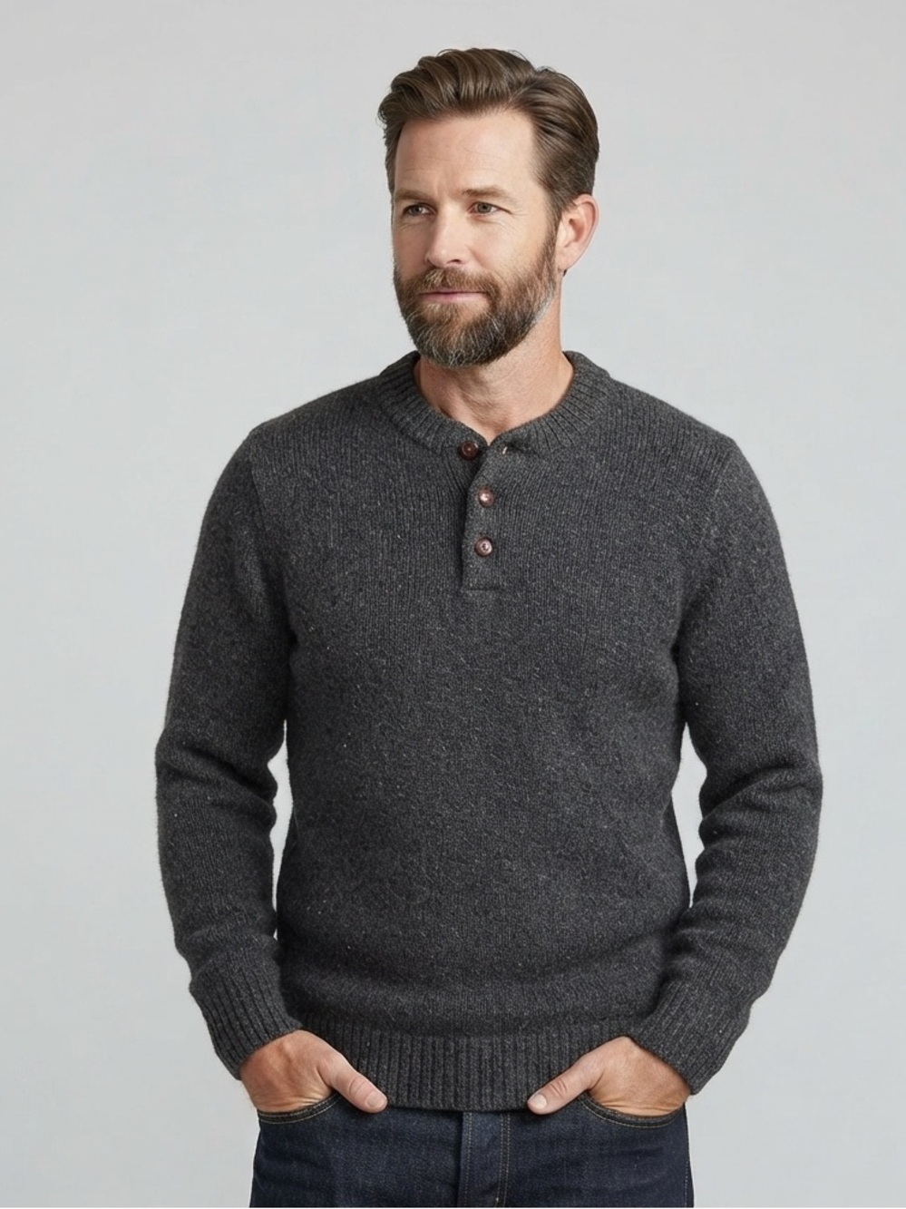 LL Bean SZ XXL Tall Lambswool Grey Knit Casual Neutral Sweater